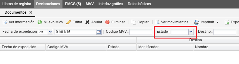 Filtro estado MVV